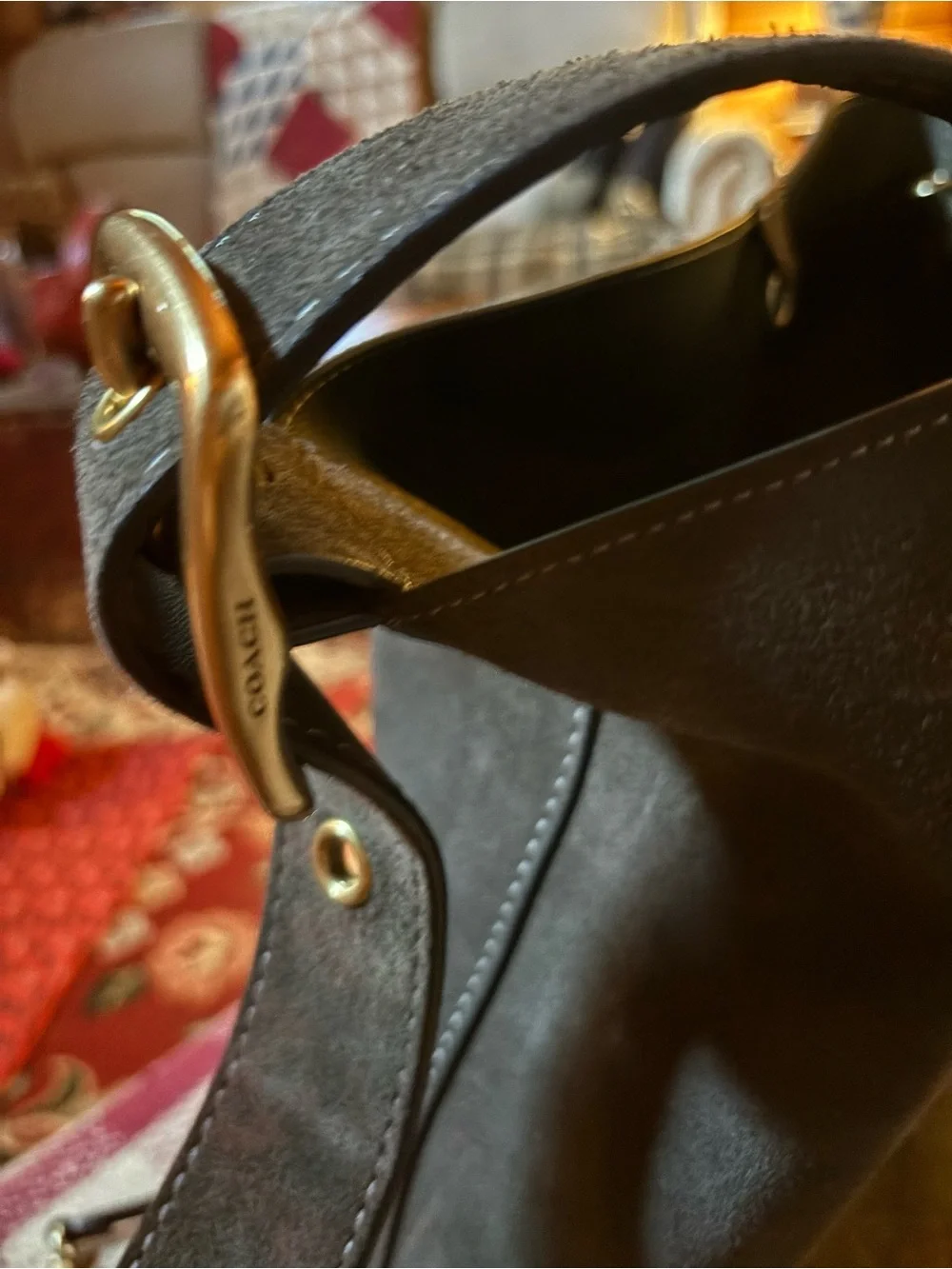 Coach Bleecker olive green bag smoking home